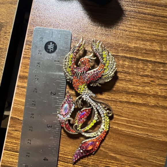 Jewelry Brooch Red Phoenix Brooch Rhinestone - Picture 3 of 13